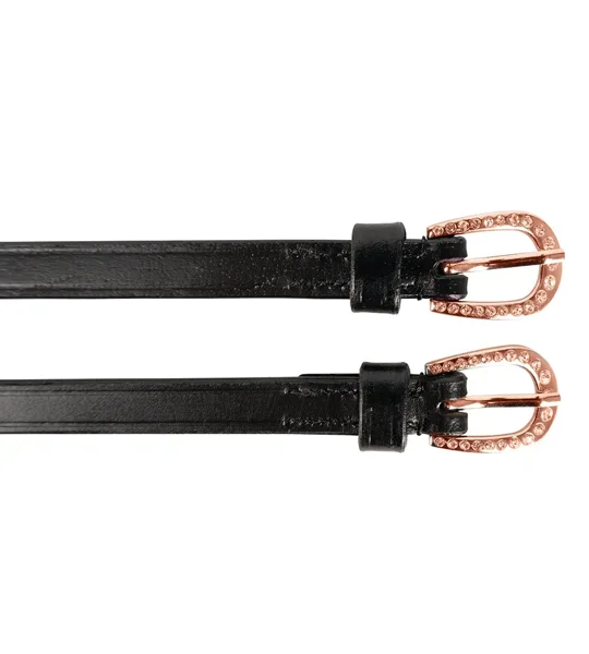 Hy Equestrian Diamante Spur Straps Black/Rose gold