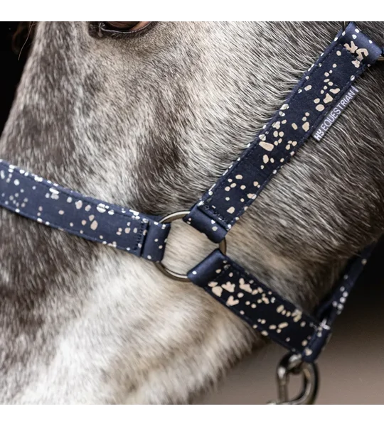 Hy Equestrian Elevate Allure Head Collar and Lead Rope Navy/Gun Metal Grey