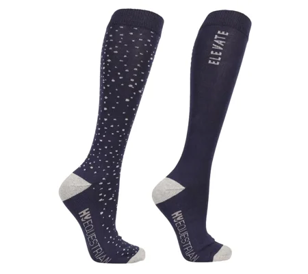 Hy Equestrian Elevate Allure Socks (Pack of 2) Adult 4-8