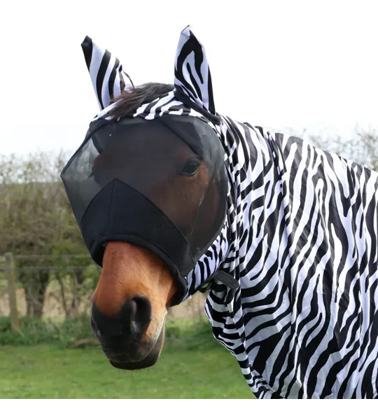 Hy Equestrian Sweet Itch Zebra Fly Mask