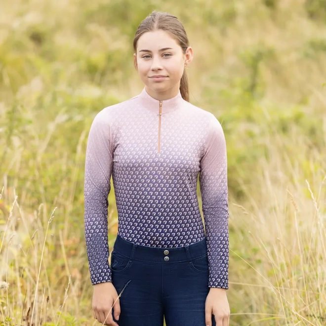 Additional Image for Hy Equestrian Elevate Allure Ombre Mizs Base Layer Navy/Maple Sugar