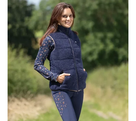 Hy Equestrian Elevate Country Teddy Fleece Gilet Navy