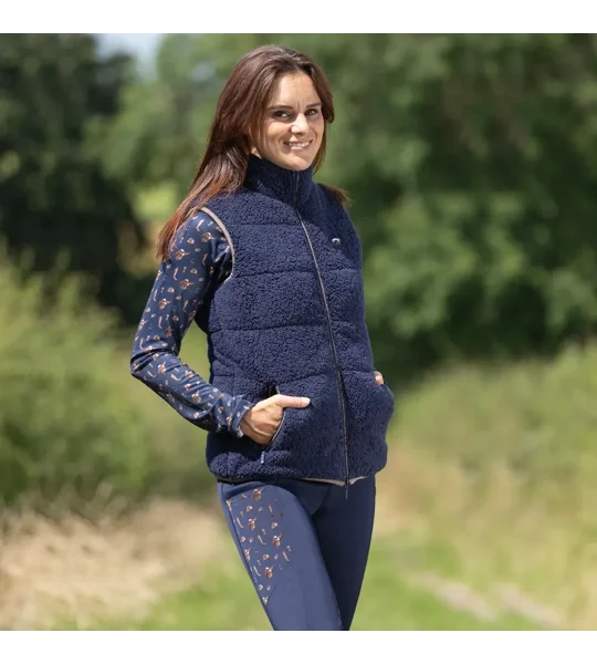 Hy Equestrian Elevate Country Teddy Fleece Gilet Navy