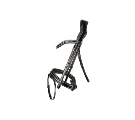 ProPresicce Pelle Crank Leather Bridle by Hy Equestrian Black/Silver Hardware