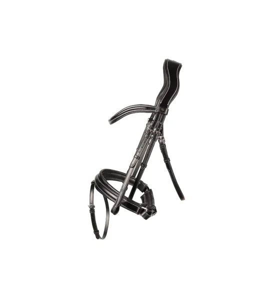 ProPresicce Pelle Crank Leather Bridle by Hy Equestrian Black/Silver Hardware