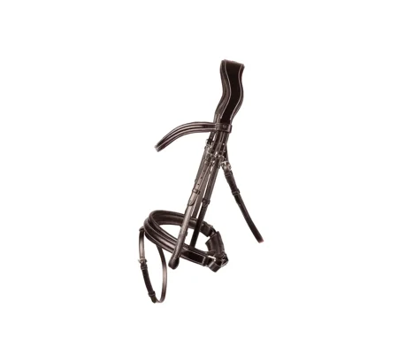 ProPresicce Pelle Crank Leather Bridle by Hy Equestrian Brown/Silver Hardware
