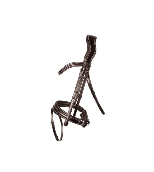 ProPresicce Pelle Crank Leather Bridle by Hy Equestrian Brown/Silver Hardware