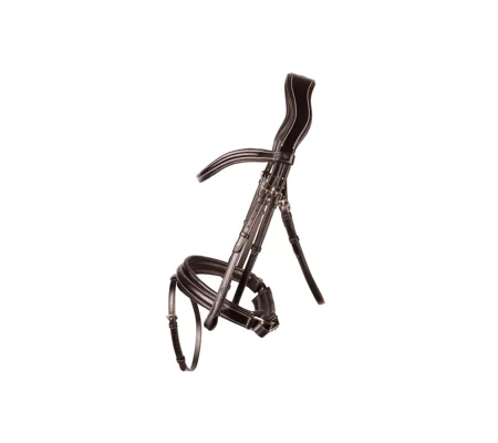 ProPresicce Pelle Crank Leather Bridle by Hy Equestrian Brown/Brass Hardware
