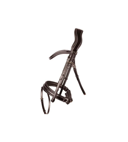 ProPresicce Pelle Crank Leather Bridle by Hy Equestrian Brown/Brass Hardware