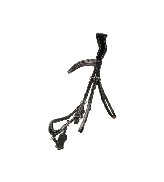 ProPresicce Pelle Drop Leather Bridle by Hy Equestrian Black/Silver Hardware