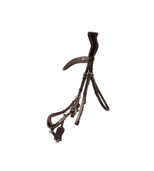 ProPresicce Pelle Drop Leather Bridle by Hy Equestrian Brown/Brass Hardware