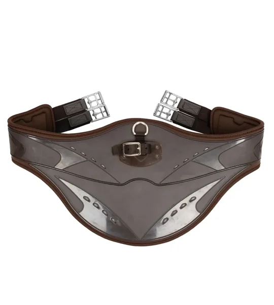 ProReaction Contoured TPU Vented Long Stud Girth by Hy Equestrian - Brown