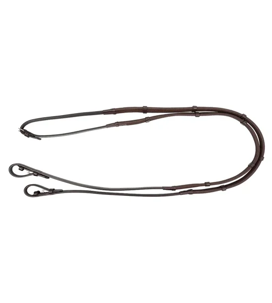 ProPresicce Softy Grip Rubber Reins with Stoppers by Hy Equestrian Brown
