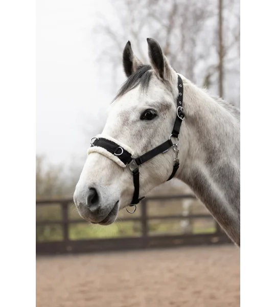 Hy Equestrian Fleece Lined Lunge Cavesson Black/Natural