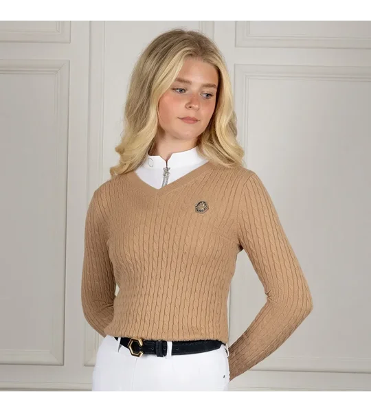 Coldstream Clarkston Knitted V-Neck Jumper Champagne