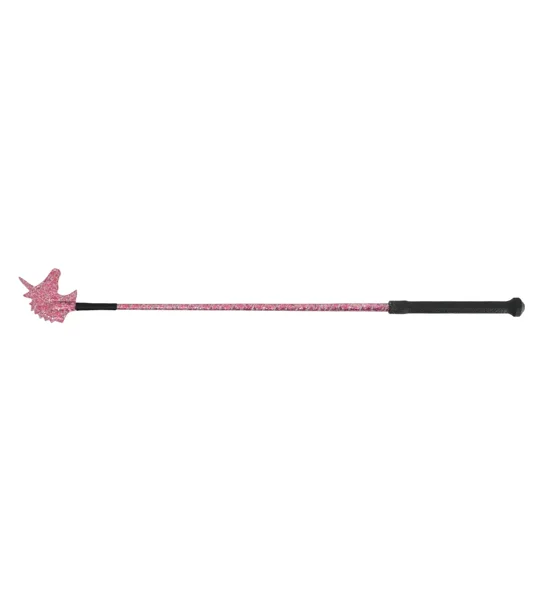 Hy Equestrian Unicorn Riding Whip 65cm Red Glitter