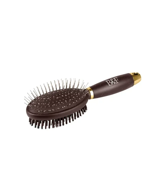 Benji & Flo Gel Handle Double Sided Grooming Brush One Size Brown/Gold