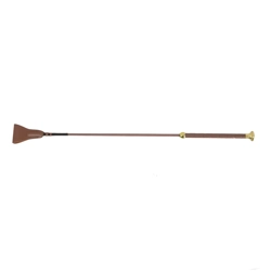 Hy Equestrian Faux Leather Riding Whip  65cm Brown/Gold