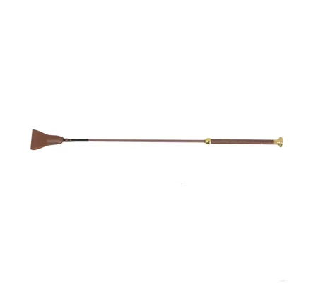 Hy Equestrian Faux Leather Riding Whip 65cm Brown/Gold