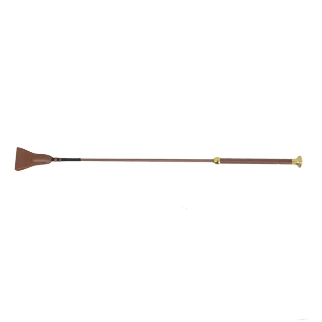 product Image for Hy Equestrian Faux Leather Riding Whip  65cm Brown/Gold