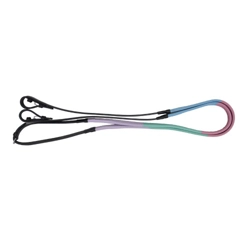 Hy Equestrian Rubber Covered Training Reins pastel multi coloured