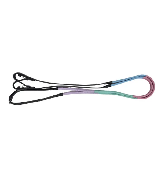 Hy Equestrian Rubber Covered Training Reins 48" x 4/8 Lilac/Ice Mint/Baby Pink/Baby Blue