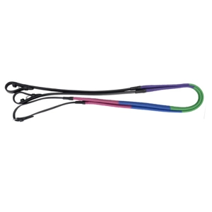 Hy Equestrian Rubber Covered Training Reins - Purple/Green/Blue/Fuchsia - 54