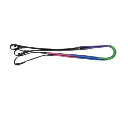 Hy Equestrian Rubber Covered Training Reins - Purple/Green/Blue/Fuchsia - 54" x 5/8