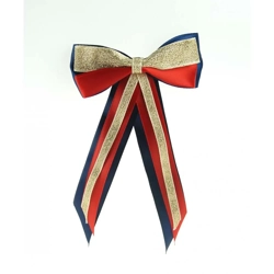 ShowQuest Hairbow and Tails - Navy/Red/Gold