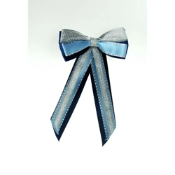 ShowQuest Hairbow and Tails -Navy/Pale Blue/Silver