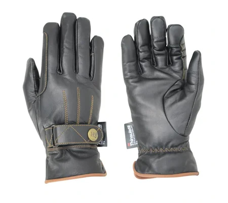 Hy Equestrian Thinsulate™ Leather Winter Riding Gloves Black/Tan Stitch