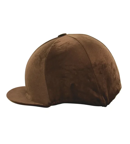 Hy Equestrian Velour Soft Velvet Hat Cover One Size Brown