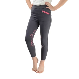 Hy Equestrian Stella Children's Riding Tights  Iron Grey/Pink