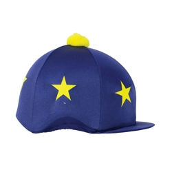 Hy Equestrian Star Print Bobble Hat Cover One Size Navy/Yellow