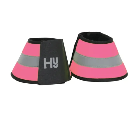 Reflector Over Reach Boots by Hy Equestrian Pink