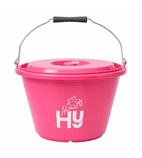 Hy Equestrian Bucket with Lid- Pink - 18 litre