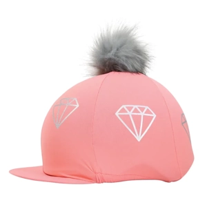 Hy Equestrian Diamonds Hat Cover  Hy Equestrian Diamonds Hat Cover  Bright Coral/Grey