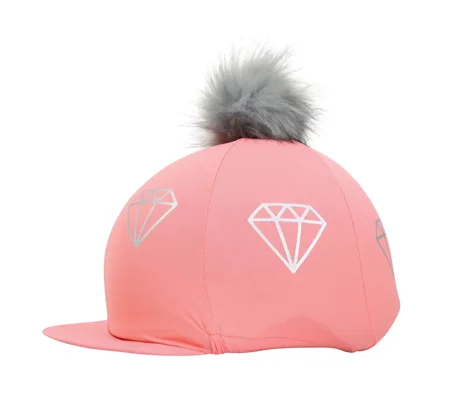 Hy Equestrian Diamonds Hat Cover Bright Coral/Grey