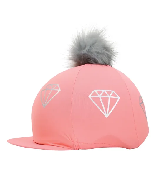 Hy Equestrian Diamonds Hat Cover Bright Coral/Grey