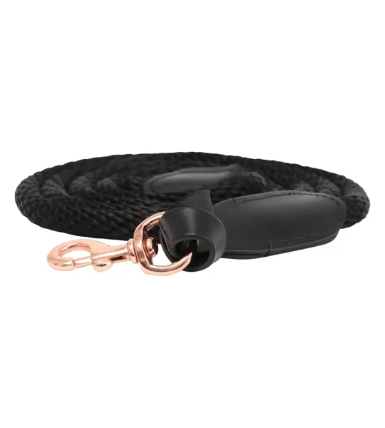 Hy Equestrian Rosciano Rose Gold Lead - Black/Rose Gold - 2 metresRope