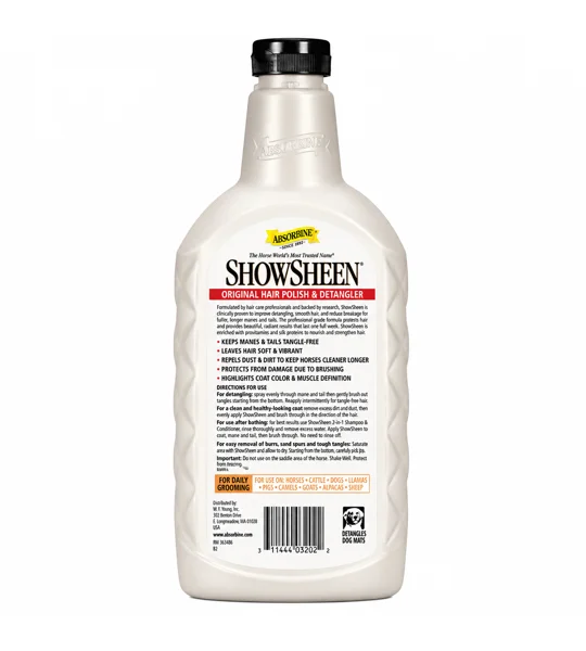 Absorbine ShowSheen Hair Polish and Detangler 950ml trigger spray bottle
