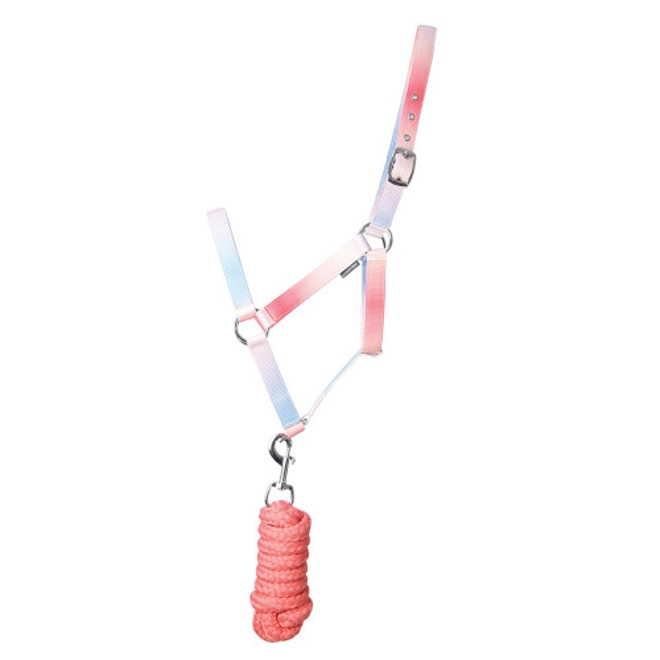 product Image for Hy Equestrian Ombre Head Collar & Lead Rope - Coral/Blue