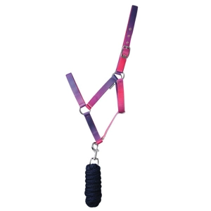 Hy Equestrian Ombre Head Collar & Lead Rope - Pink/Purple/Navy