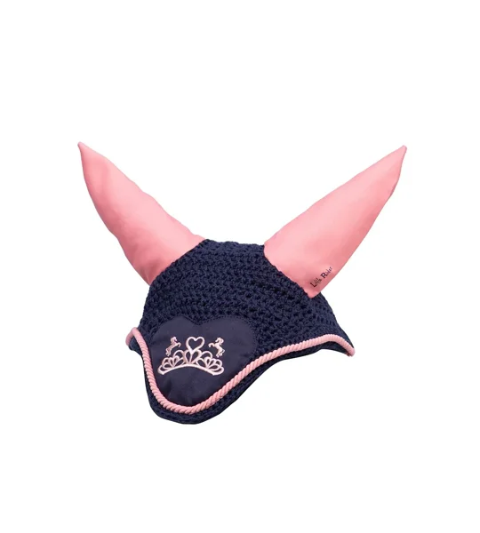 The Princess and the Pony Fly Veil By Little Rider - Navy/Peach - Pony/Cob