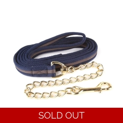 Hy Equestrian Soft Webbing Lead Rein With Chain - Navy/Grey
