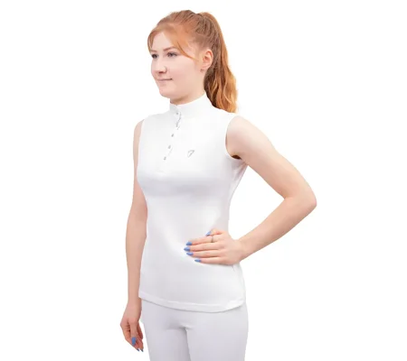 Hy Equestrian Sophia Sleeveless Show Shirt White Pearl