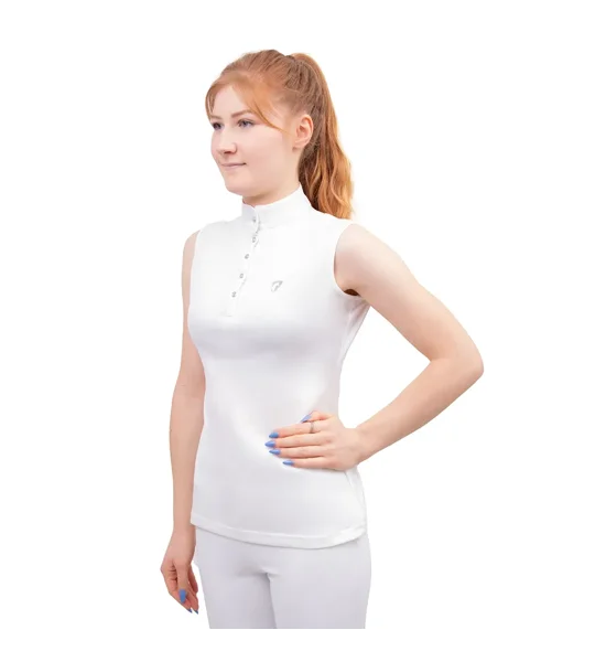 Hy Equestrian Sophia Sleeveless Show Shirt White Pearl