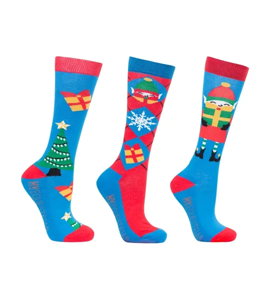 Hy Equestrian Jolly Elves Children's Socks (Pack of 3) Child 8-12
