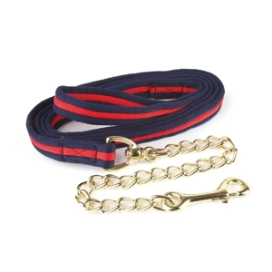 Hy Equestrian Soft Webbing Lead Rein With Chain - Navy/Red