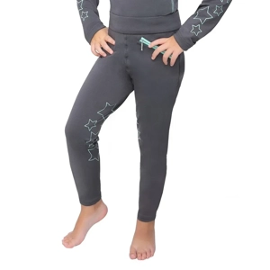 Hy Equestrian Stella Children's Riding Tights  Charcoal/Mint
